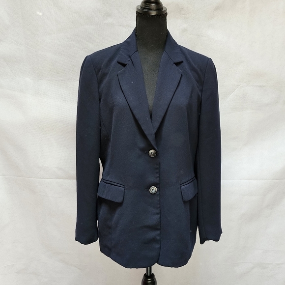 Emma James Navy Blue Notched Lapel Blazer 100% Polyester Size 12 - Picture 1 of 6